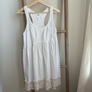 EUC Free People Linen Cotton Natural Embraided Tunic Dress XS